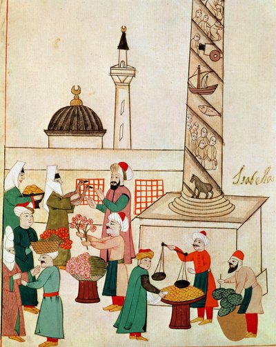 Ms 1671 Un bazar a Istanbul, c.1580 da Islamic School